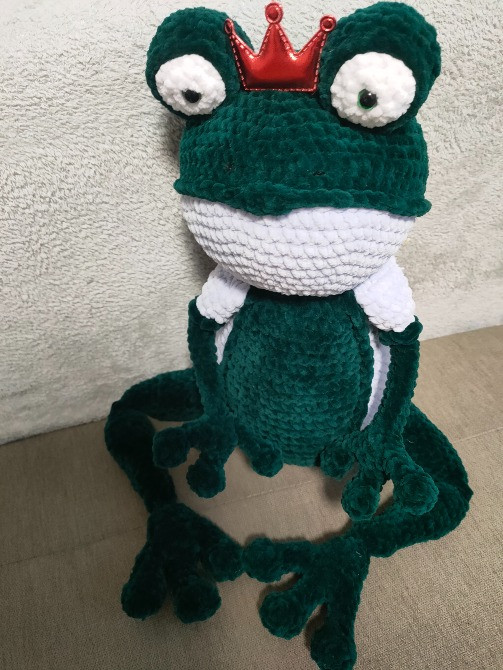 Жаба іграшка м'яка в'язана гачком зелена 58см плюшева ручна робота hand made Нововолинськ - зображення 2
