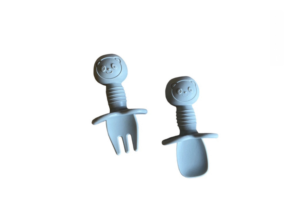 Детский силиконовый набор посуды для кормления серый 12 предметов Киев - изображение 3