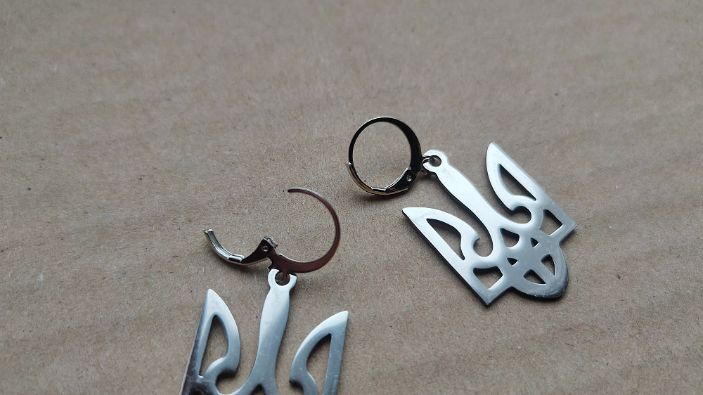 Серьги Герб Украины, сережки бижутерия Борисполь - изображение 4