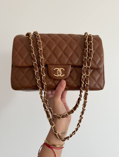 Сумка жіноча через плече кросс-боді Chanel рудого чорного кольору GB0016 Київ - зображення 1