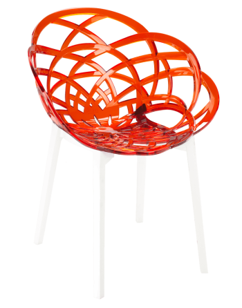 Кресло Papatya Flora прозрачно-красное сиденье, низ белый Киев