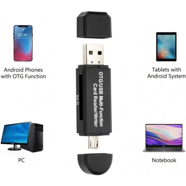 DM Кардрідер 2 in 1 USB 2.0, OTG, MicroSD, MicroUSB, TF, Black (Код товару:23037) Харків - зображення 6