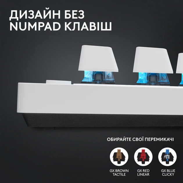 Клавиатура компьютерная безпроводная Logitech G Pro X TKL Lightspeed Tactile White L920-012148 белая Київ - зображення 3