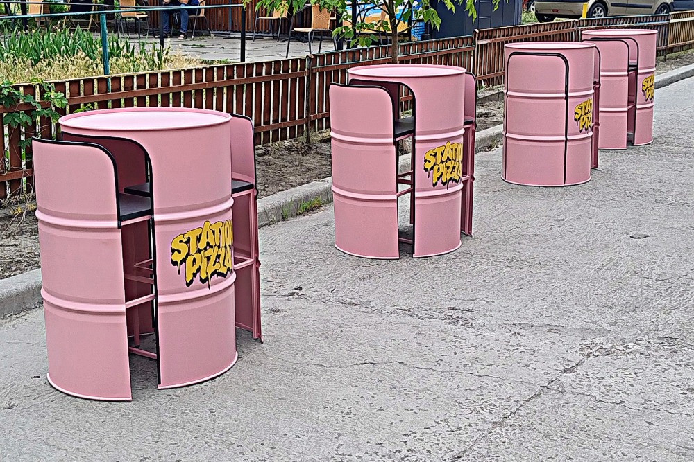 Промо-стол из металлической бочки + 2 барных стула | Брендированный барный стол Киев - изображение 8