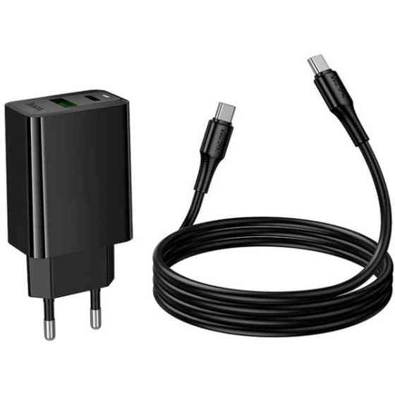 Мережевий зарядний пристрій Hoco CS95A Leader PD30W+QC3.0 (1USB-A/1C) + кабель Type-C to Type-C Blac Харків