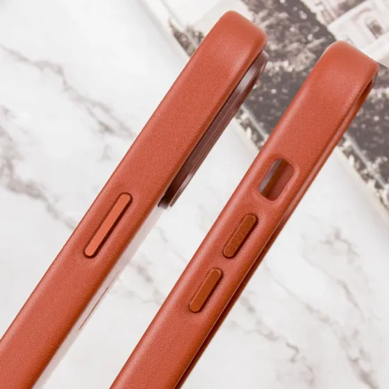 Кожаный чехол Leather Case (AAA) with MagSafe and Animation для Apple iPhone 14 (6.1") Херсон