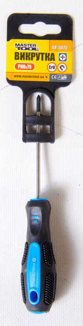 Отвёртка крестовая магнитная MASTERTOOL PH0х75 мм ручка с TPR покрытием 48-5075 Харків - зображення 2