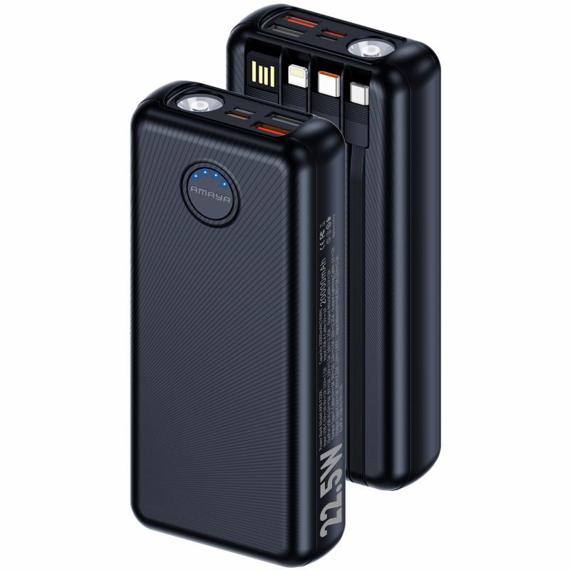 Портативное ЗУ Power Bank Amaya F239L 22.5W flashlight with cable 20000 mAh Херсон - изображение 1