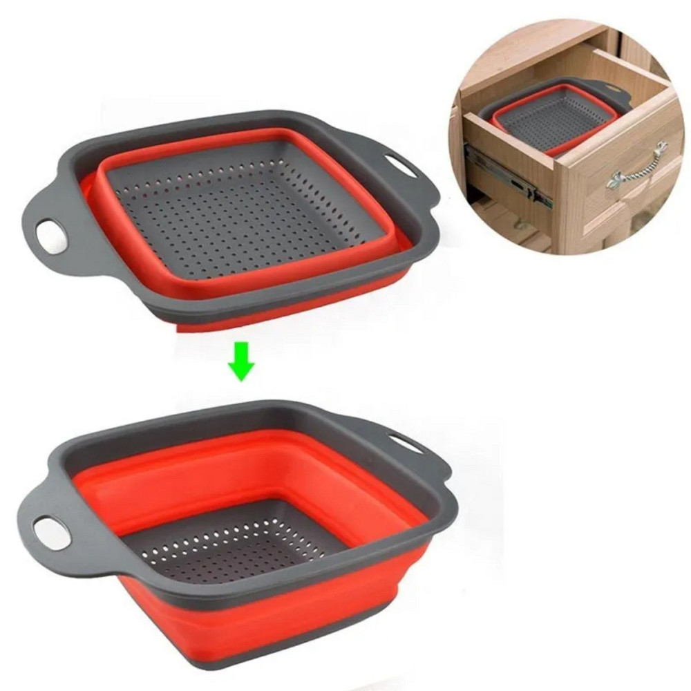 Друшляк складний силіконовий Frico FRU-090-Red 29 см червоний Київ - зображення 1