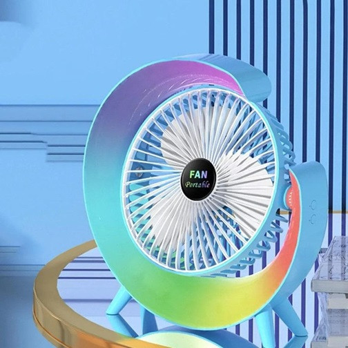 Вентилятор настольный бесшумный с подсветкой RGB Fan Colorful Desktop 19030 голубой Киев - изображение 1