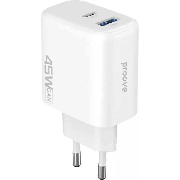 Мережевий зарядний пристрій Proove Silicone Power 2 45W (Type-C + USB) White (WCSP24110002) Харків - зображення 1