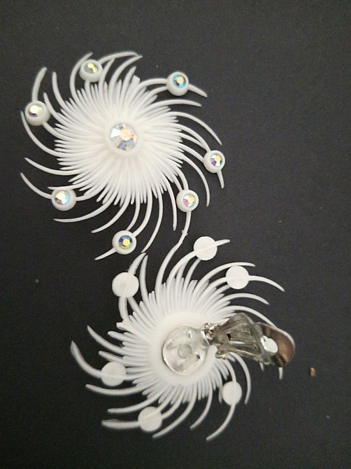 серьги-клипсы с кристаллами Аврора Бореалис Днепр - изображение 4