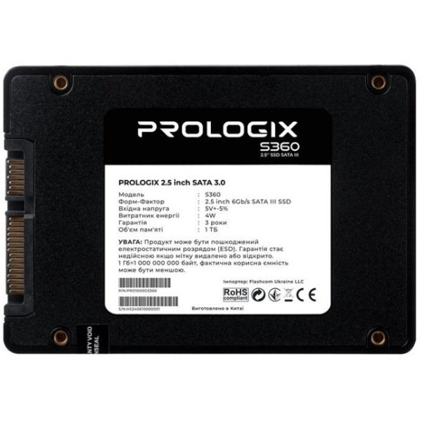 Накопичувач SSD 1TB Prologix S360 2.5" SATAIII 3D TLC (PRO1000GS360) Харків - зображення 5