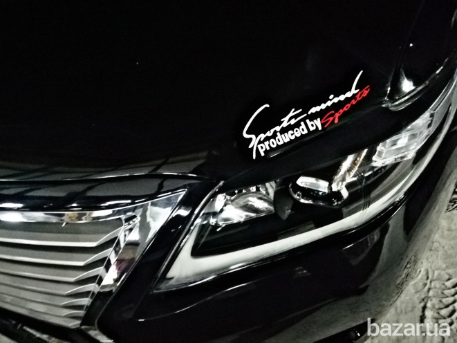 Наклейка на авто Sport mind produced by sports Белая с красным Бориспіль - зображення 7