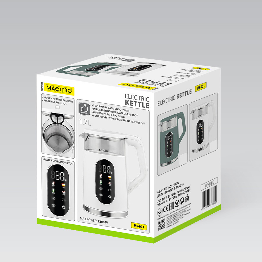 Электрочайник Maestro MR-023-White 1.7 л белый Київ - зображення 7