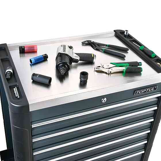 Тележка с инструментом (BUMPER SERIES) 7 секций 340ед. серый TOPTUL GE-34029 Харків