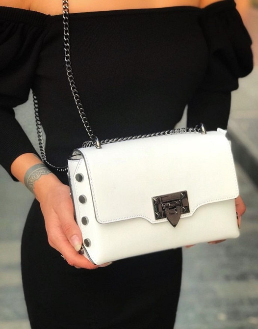 клатч крос боді шкіряний Італия білий шкіряна модна маленька сумочка TS000012 Київ - зображення 1