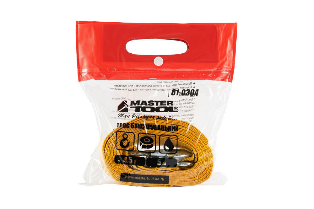 Трос буксировочный MASTERTOOL 4.5 т 5 м 60 мм полиэстер 81-0304 Харьков - изображение 2