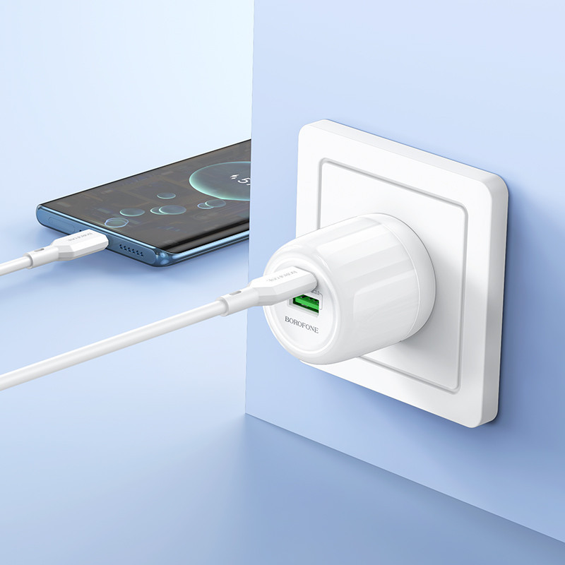 СЗУ Borofone BA93A Lustrous PD20W+QC3.0 (1USB-A/1C) + кабель Type-C to Type-C Херсон - зображення 4