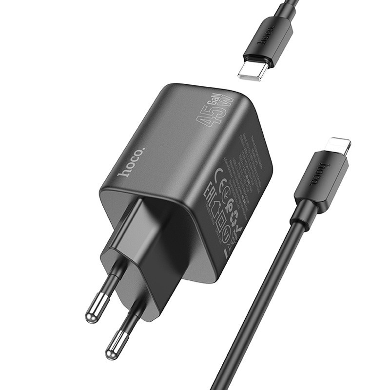 СЗУ Hoco N42 Elogiado PD45W (2USB-C) + кабель Type-C to Lightning Херсон - зображення 2