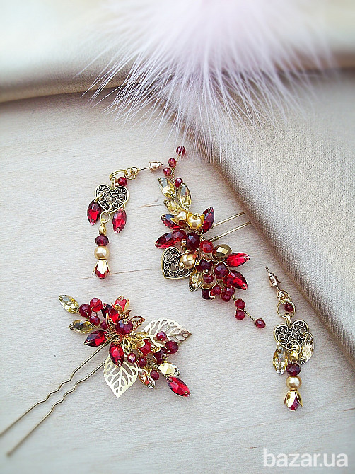 Бажання серця квітка прикраси рубіновий золотистий червоний Луцьк - зображення 4