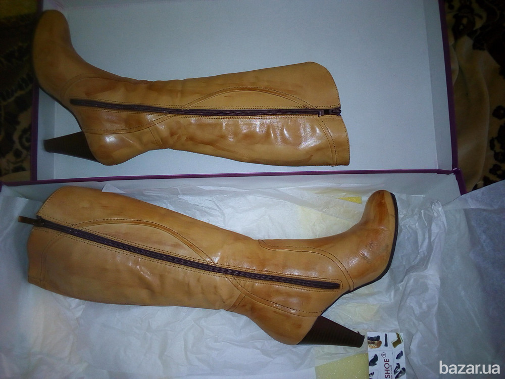 Сапоги женские кожаные 38 размер высота 46 см Киев - изображение 4