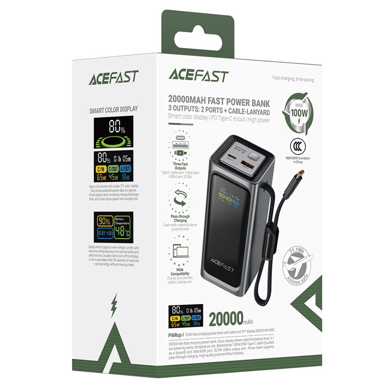 Портативное ЗУ Power Bank Acefast M33 100W 20000 mAh Херсон - изображение 4