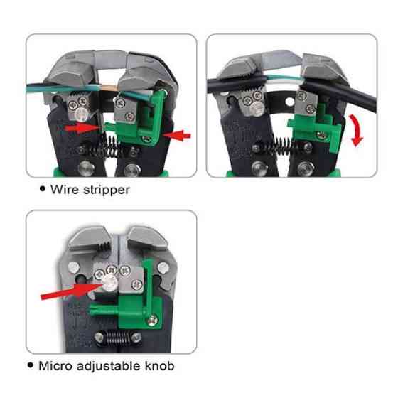 Клещи для обжимки клемм и снятия изоляции усиленные TOPTUL DKAA2226 Харків