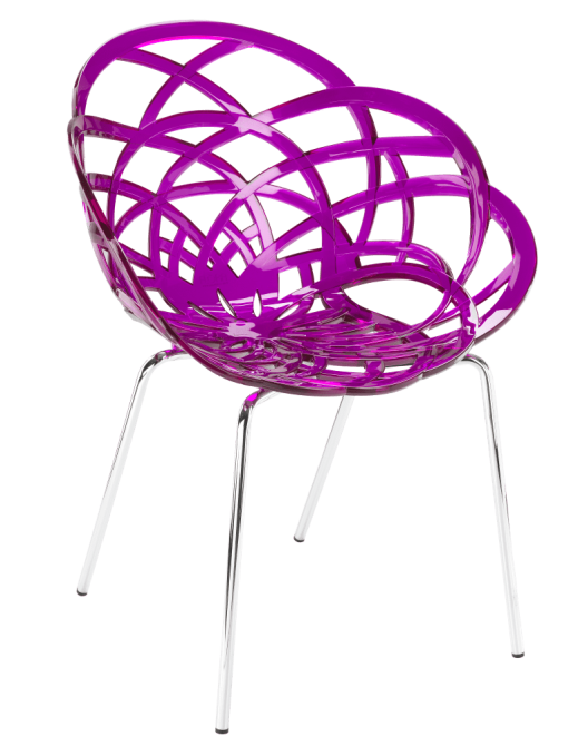 Кресло Papatya Flora-ML прозрачно-пурпурное сиденье, ножки хром Киев - изображение 1