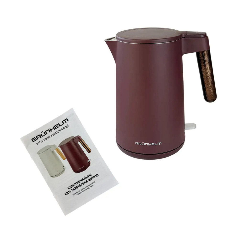 Электрочайник Grunhelm EKS-26701B 1.5 л бордовый Киев - изображение 7