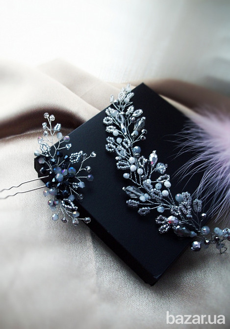 Француженка гілочка шпилька гілка сірий вечірня прикраса в зачіску на голову Луцк - изображение 1