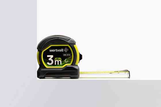 Рулетка WERTVOLL 3 м х 16 мм с магнитами фиксатор полотна покрытие TPR нейлоновое покрытие MS-2316 Харків