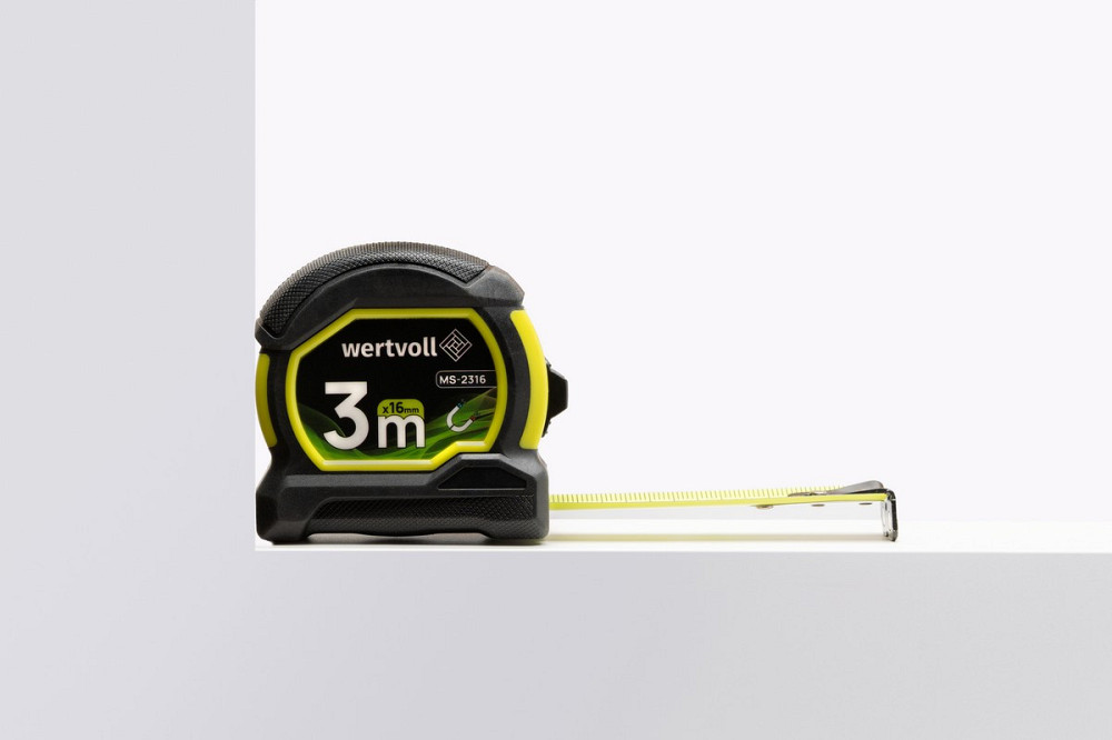 Рулетка WERTVOLL 3 м х 16 мм с магнитами фиксатор полотна покрытие TPR нейлоновое покрытие MS-2316 Харків - зображення 4