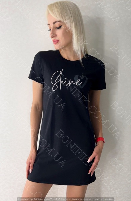 Женское чёрное платье из хлопка "Shine" (16002) (арт. 1761) Кривой Рог - изображение 1