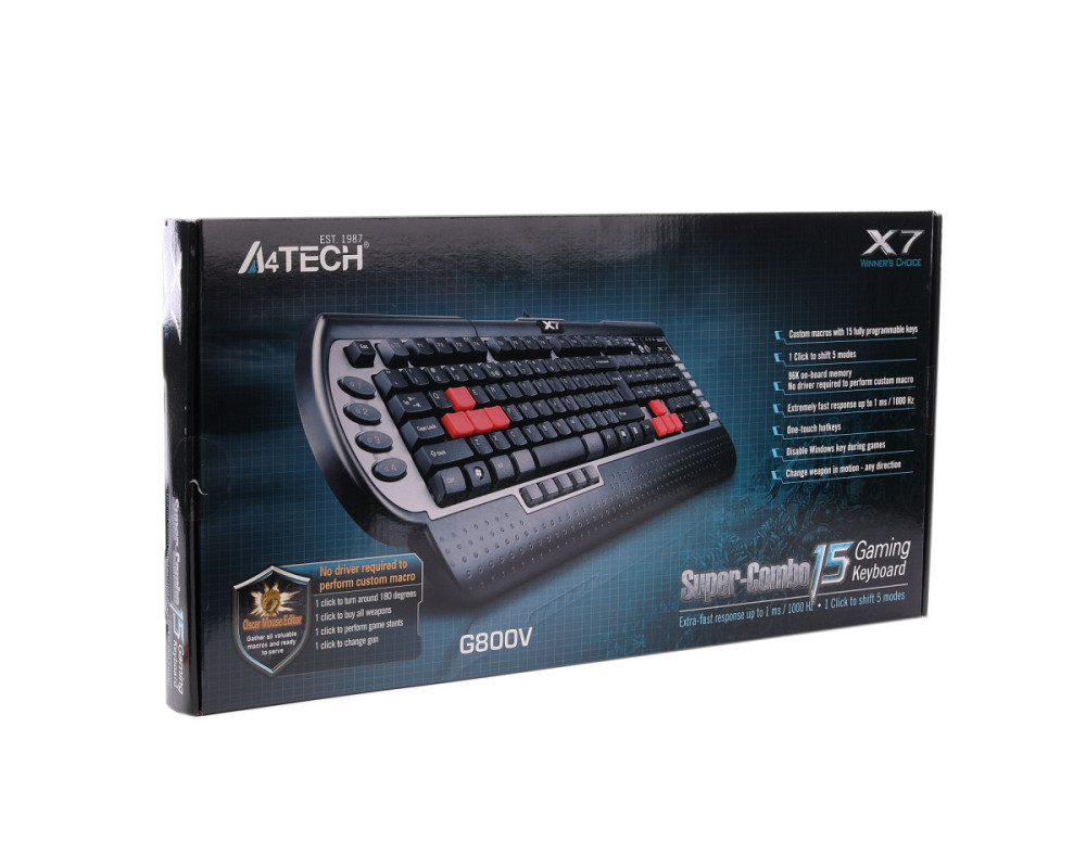 Клавиатура компьютерная проводная A4Tech G800VUSB(Black) черная Київ - зображення 4