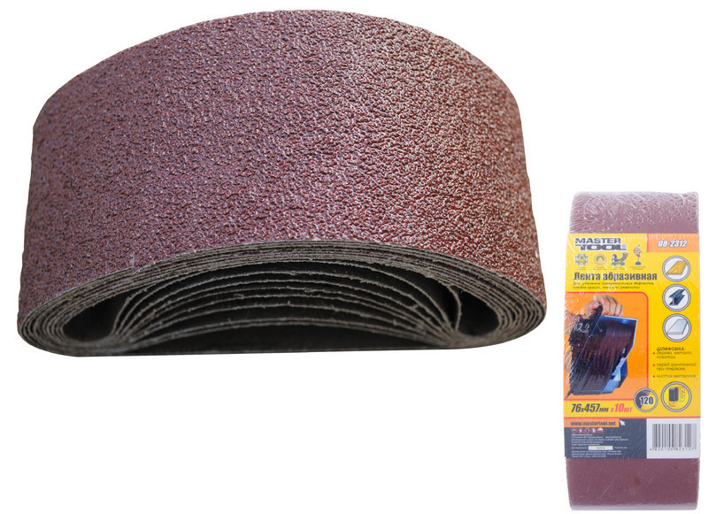 Лента шлифовальная MASTERTOOL зерно 120 76х457 мм 10 шт 08-2312 Харків - зображення 1
