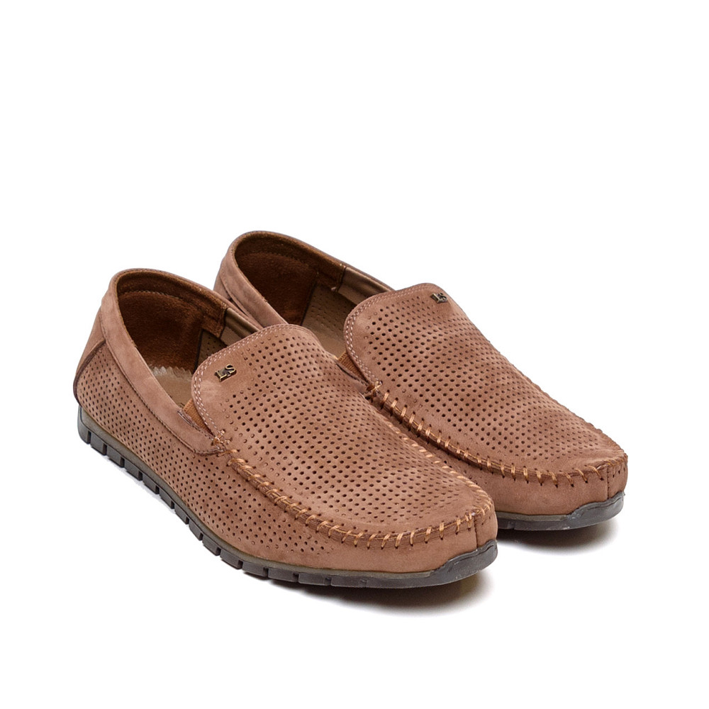 Мужские летние кожаные мокасины Legges Latte перфорация Київ - зображення 3