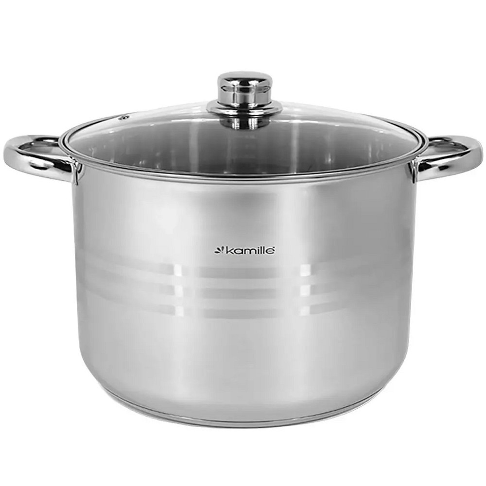 Каструля з кришкою Kamille KM-5406 15.5 л 30 см срібляста Київ - зображення 1