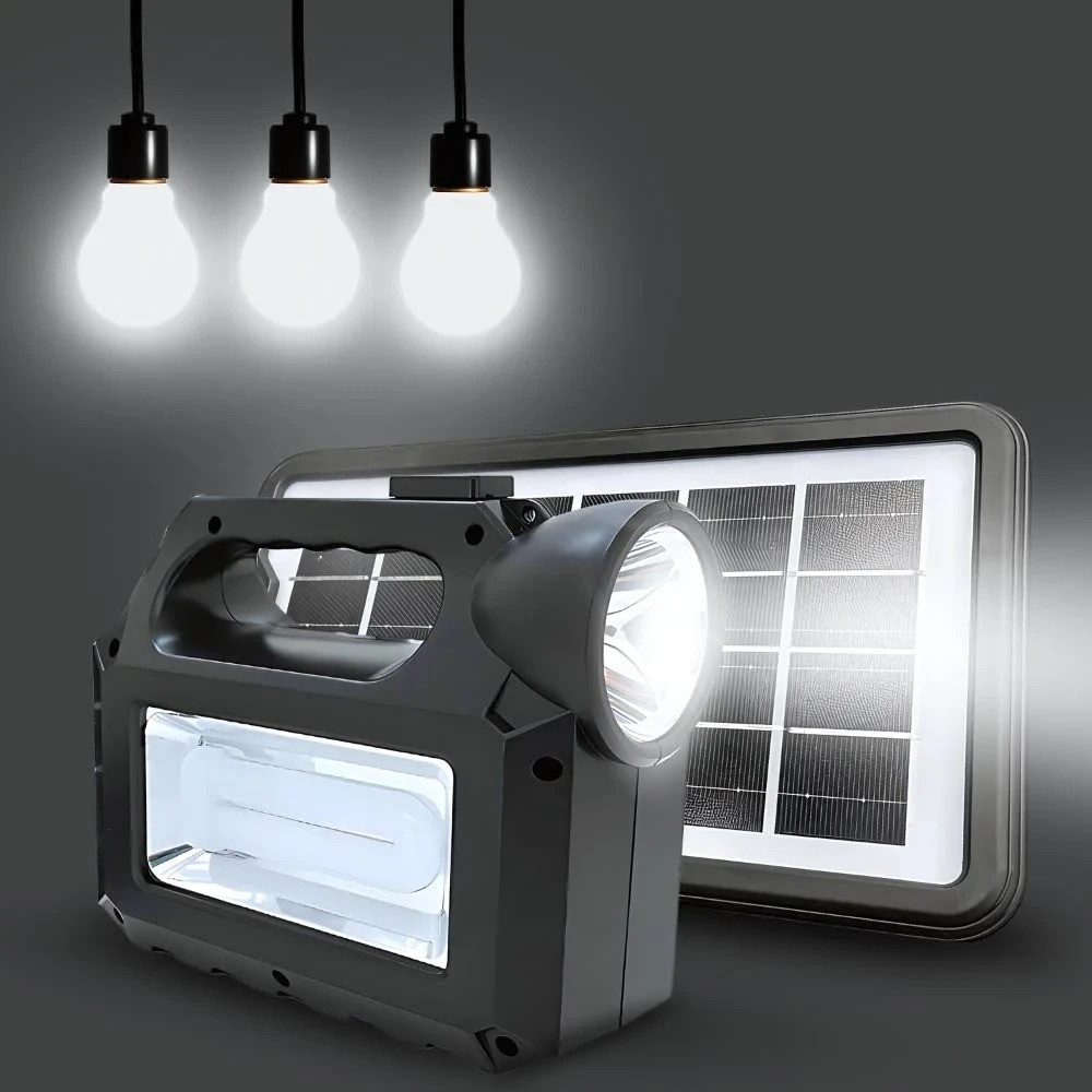 Портативна сонячна станція 5000мАч GD + 3 лампочки Акумуляторний аварійний ліхтар Одеса - зображення 1