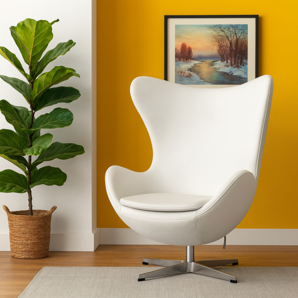 Дизайнерське крісло Егг тканина та екошкіра коричневий, білий, червоний, жовтий Днепр - изображение 4