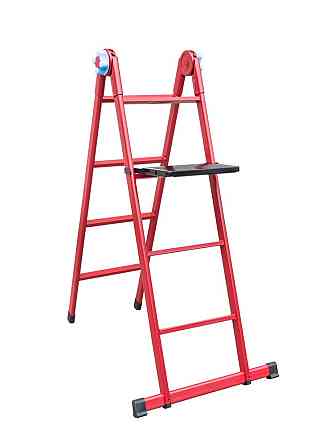 Лестница универсальная металлическая ГОСПОДАР 4 ступени со столиком h 1070/2500 мм max 150 кг 79-101 Харьков