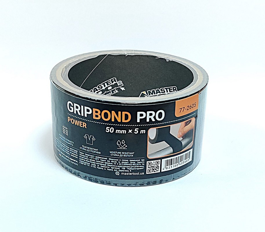 Лента армированная MASTERTOOL GripBond Pro Power t 80°C 50 мм×5 м черная 77-2605 Харьков - изображение 2