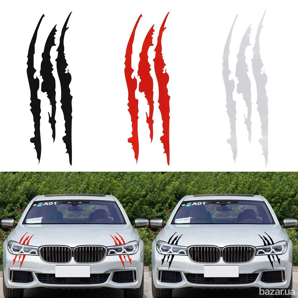 Наклейка на авто-мото в виде Царапины Когтем Красные Светоотражающая Бориспіль - зображення 5