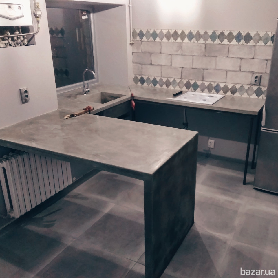 Барная стойка, кухонный остров бетонный, ресепшн, витрины из бетона Одеса - зображення 5