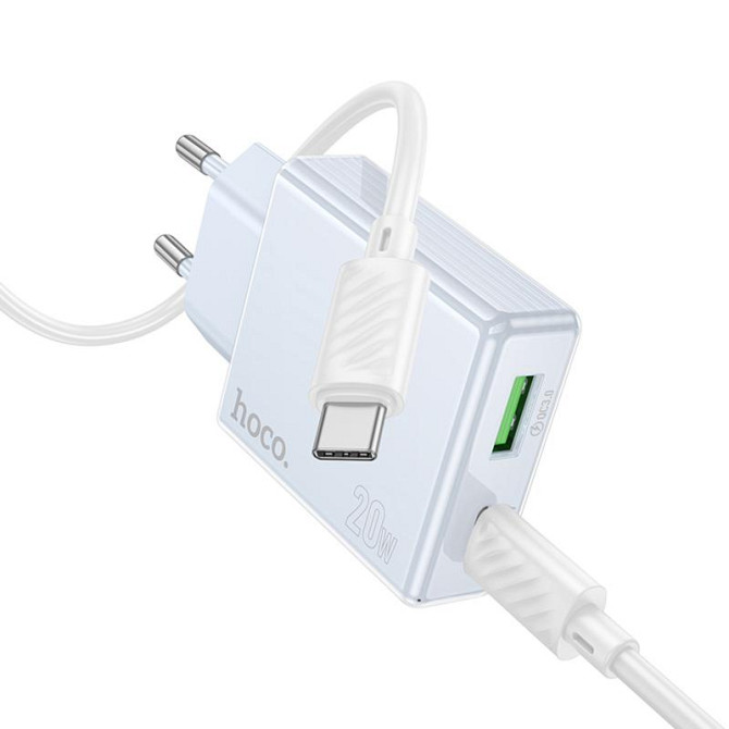 СЗУ Hoco C142A Direct PD20W+QC3.0 (1USB-A/1C) + кабель Type-C to Type-C Херсон - зображення 2