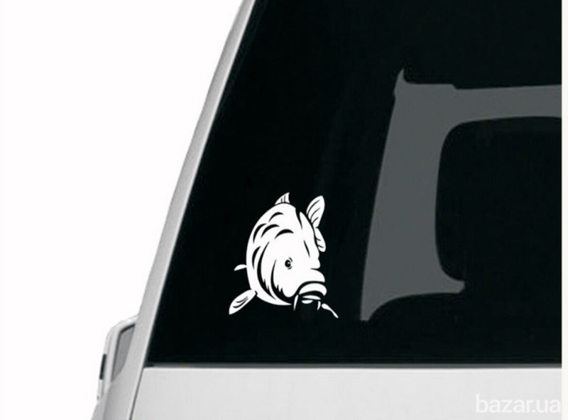 Наклейка на авто Карп Белая светоотражающая Борисполь - изображение 3