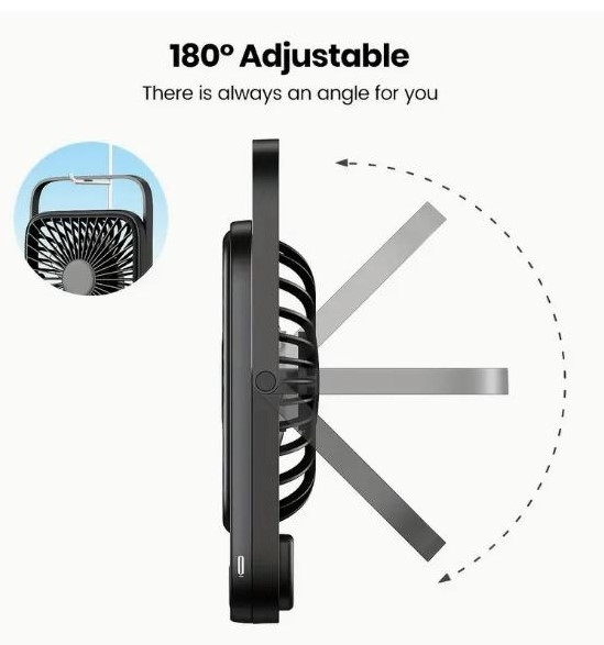 Портативний настільний вентилятор, акумуляторний, час роботи від 10 годин Київ - зображення 8