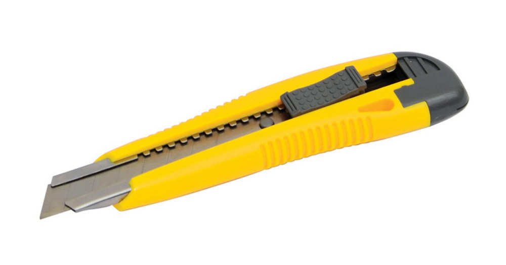 Нож строительный MASTERTOOL с отломным лезвием 18 мм ABS пластик металлическая направляющая кнопочны Харьков - изображение 1