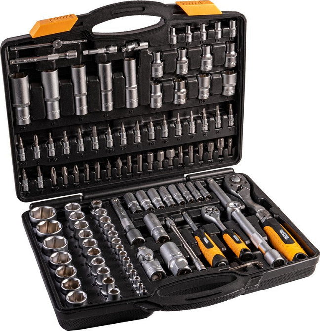 Набор инструментов MASTERTOOL PROFI ¼"&½" 111 шт 4-14 мм 10-32 мм CrV50BV30 телескопическая трещотка Харків - зображення 2