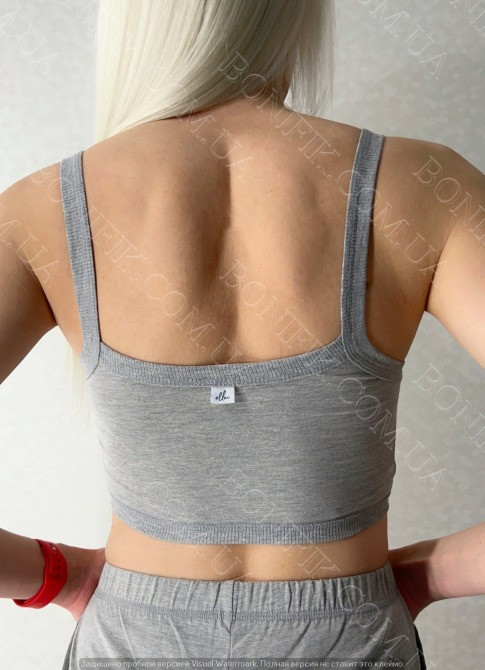 Женский трикотажный топ серого цвета на широких бретелях (арт. LTPK 700/15/06) Кривой Рог - изображение 3
